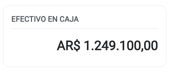 Recorte de caja diaria mostrando el efectivo actual en caja